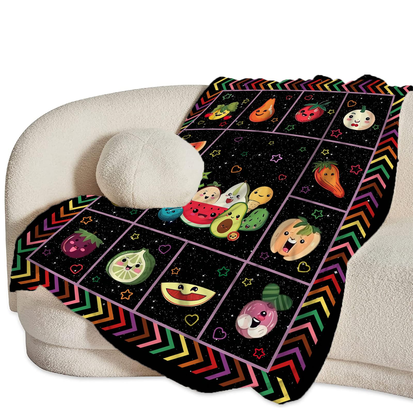 Fruits Blanket Cute Fruit Throw Blankets Funny Galaxy Plush Cozy Flannel Fleece Ultra Soft Fuzzy Party Blanket Gifts for Girls Women Men Boys Kids Bed 80