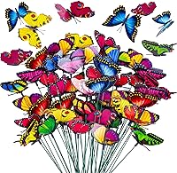VGOODALL 50PCS Waterproof Butterfly Stakes - 11.8" Artificial Garden Ornaments for Flower Beds, Yards, Pots & Indoor Décor