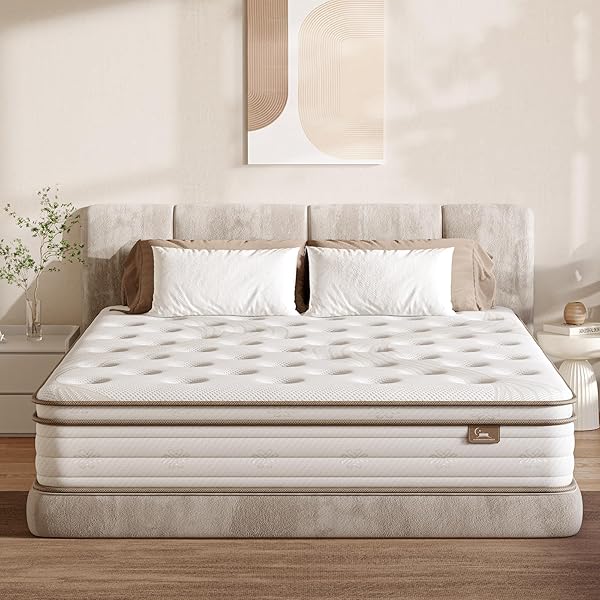 Queen Mattress 10 Inch Hybrid Mattress in a Box, Queen Size Bed Mattresses Medium Firm with Zoned Support, Memory Foam and Pocket Springs Mattress, Motion Isolation&Pressure Relief, CertiPUR-US