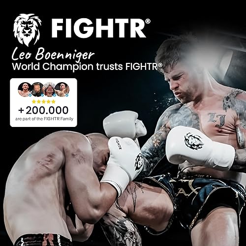 Miniatura 7 de FIGHTR Guantes de boxeo prémium para mayor estabilidad para hombres y mujeres boxeo MMA Muay Thai Kickboxing entrenamiento y Sparring 08 10 12 14 16