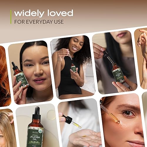 Miniatura 7 de Ella & Eden Aceite de jojoba orgánico para cabello, piel, cara y uñas  prensado en frío y sin refinar, certificado USDA, 100% puro, sin hexano,