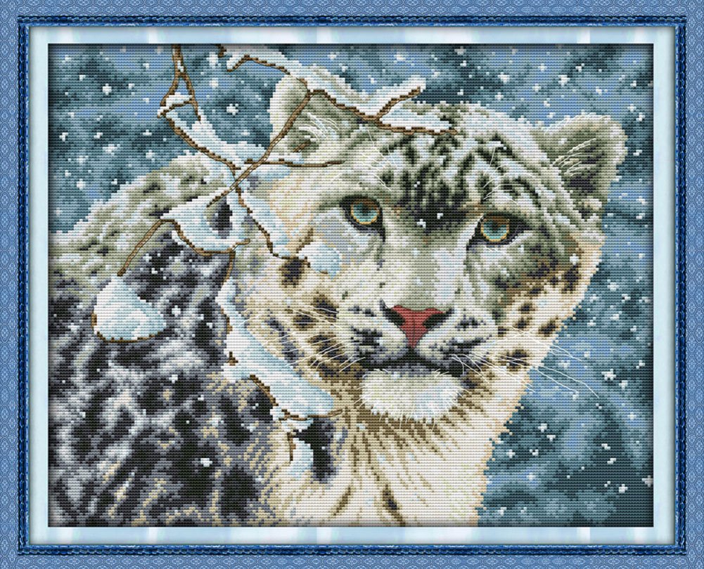 Benway Counted Cross Stitch Snow Leopard 14 Count 47x40cm