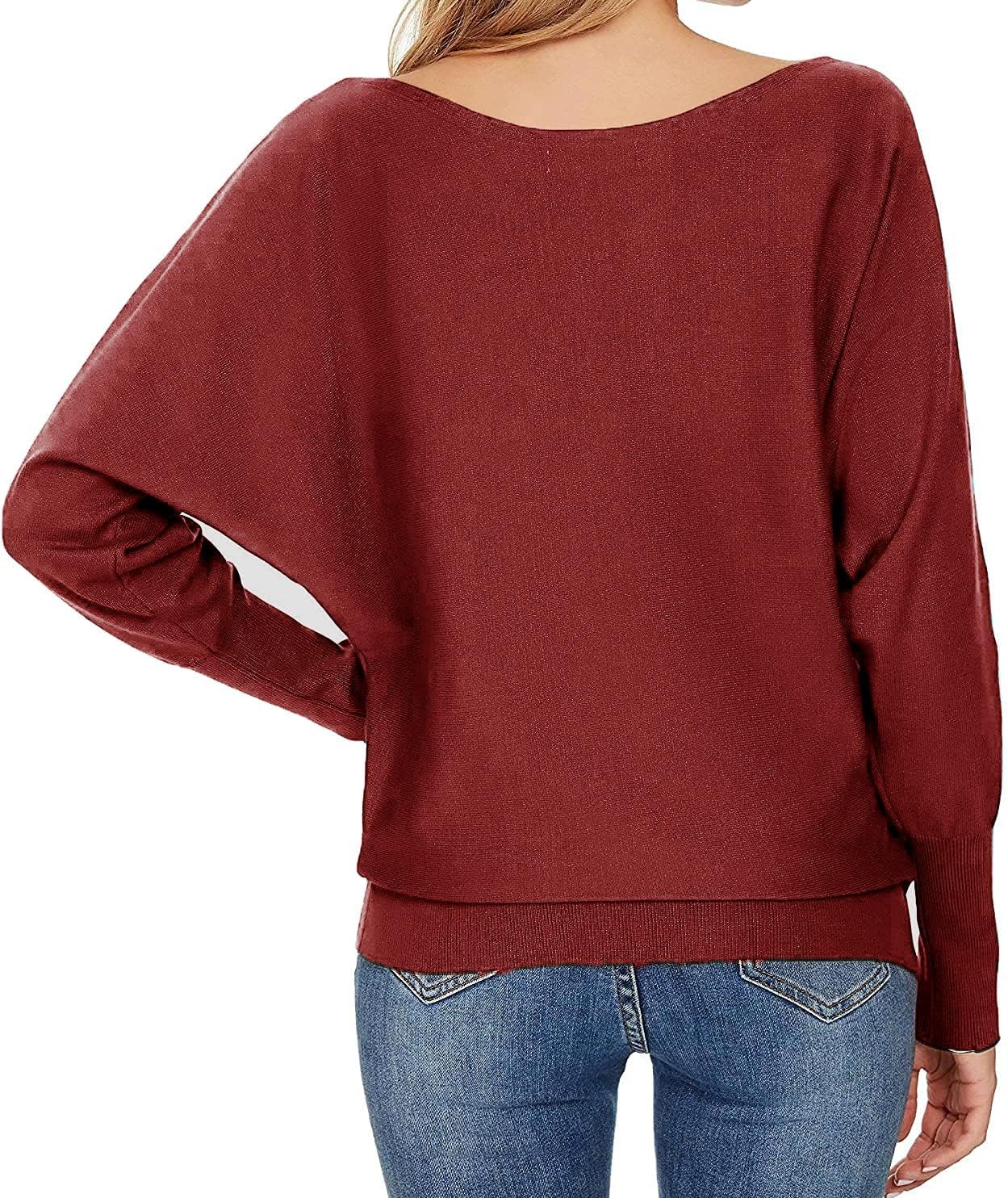 GOLDSTITCH Boat Neck Batwing Sleeves Dolman Knitted Sweaters and Pullovers Tops for Women - Image 3