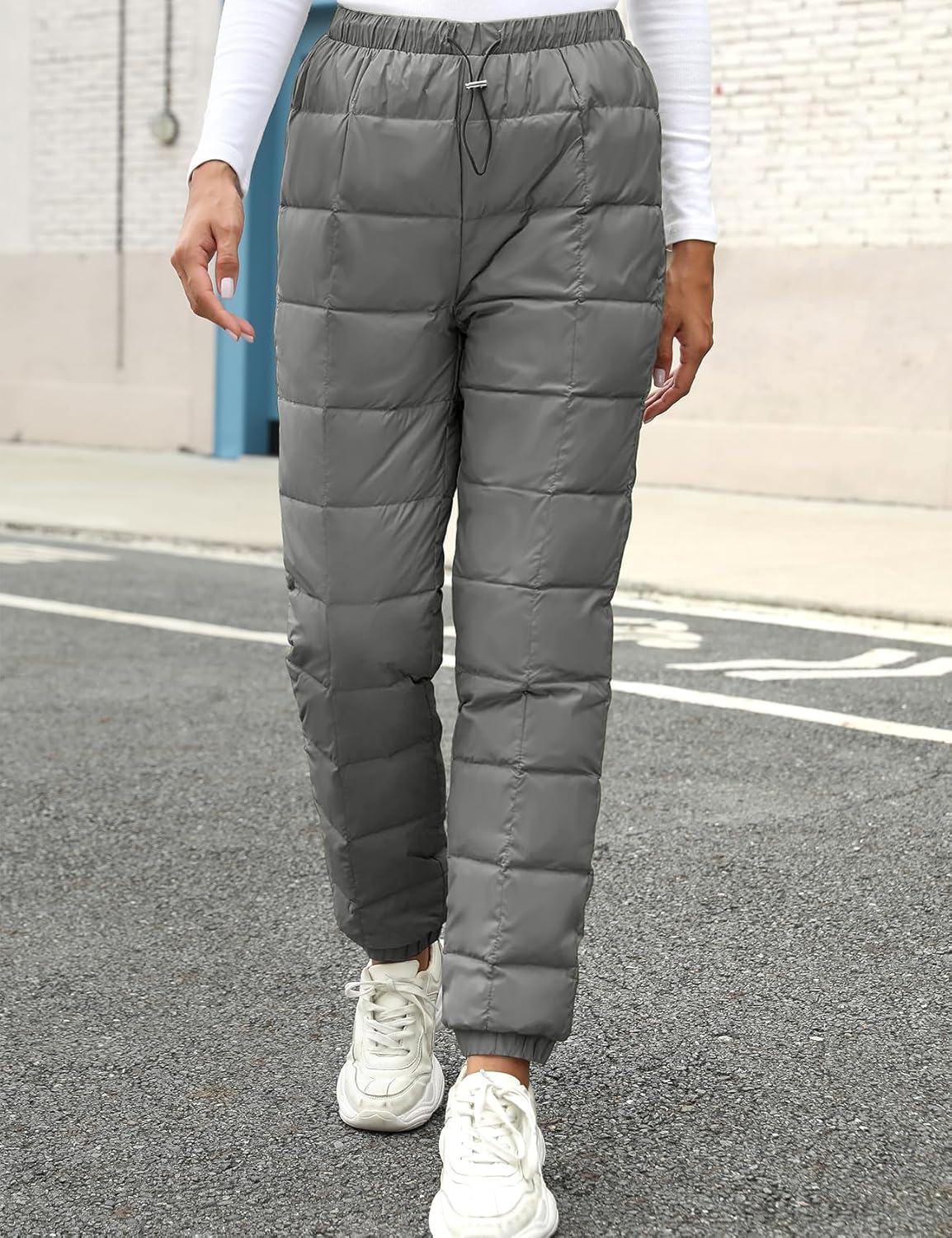 Gihuo Snow Pants Womens Winter Windproof Down Pants Warm Outdoor Ski Pants Padded Loose Ultralight Warm Trousers - Image 2