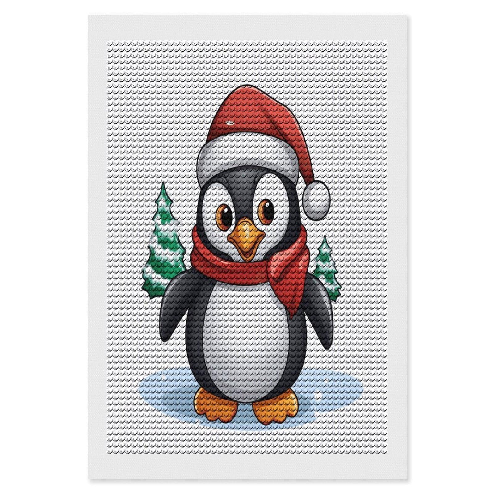 JTREHY Christmas Penguin Diamond Art Kits Personalized DIY Round Diamond Painting Kits for Beginner Full Drill Diamonds Dots Paintings for Adults Gem Art Crafts Home Decor