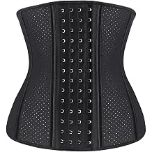 YIANNA Womens 4 - Hook Breathable Waist Trainer/Nipper/Corset Shaper Weight Loss Sports Girdle Ya11988 - Black Metric Latex, Black