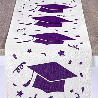 Xinnun 2026 Graduation Cap Table Runner, Grad Party Decorations Burlap Table Runner for Home Party Centerpiece Decor Supplies, 12 x 71 Inch(Purple)