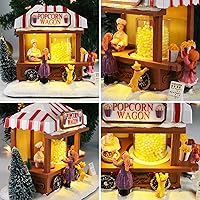 Vista 2 de Casas de Pueblo de Navidad con Luces LED Iluminadas, Casa de Ratón de Palomitas de Maíz Multicolor para Decoración del Hogar