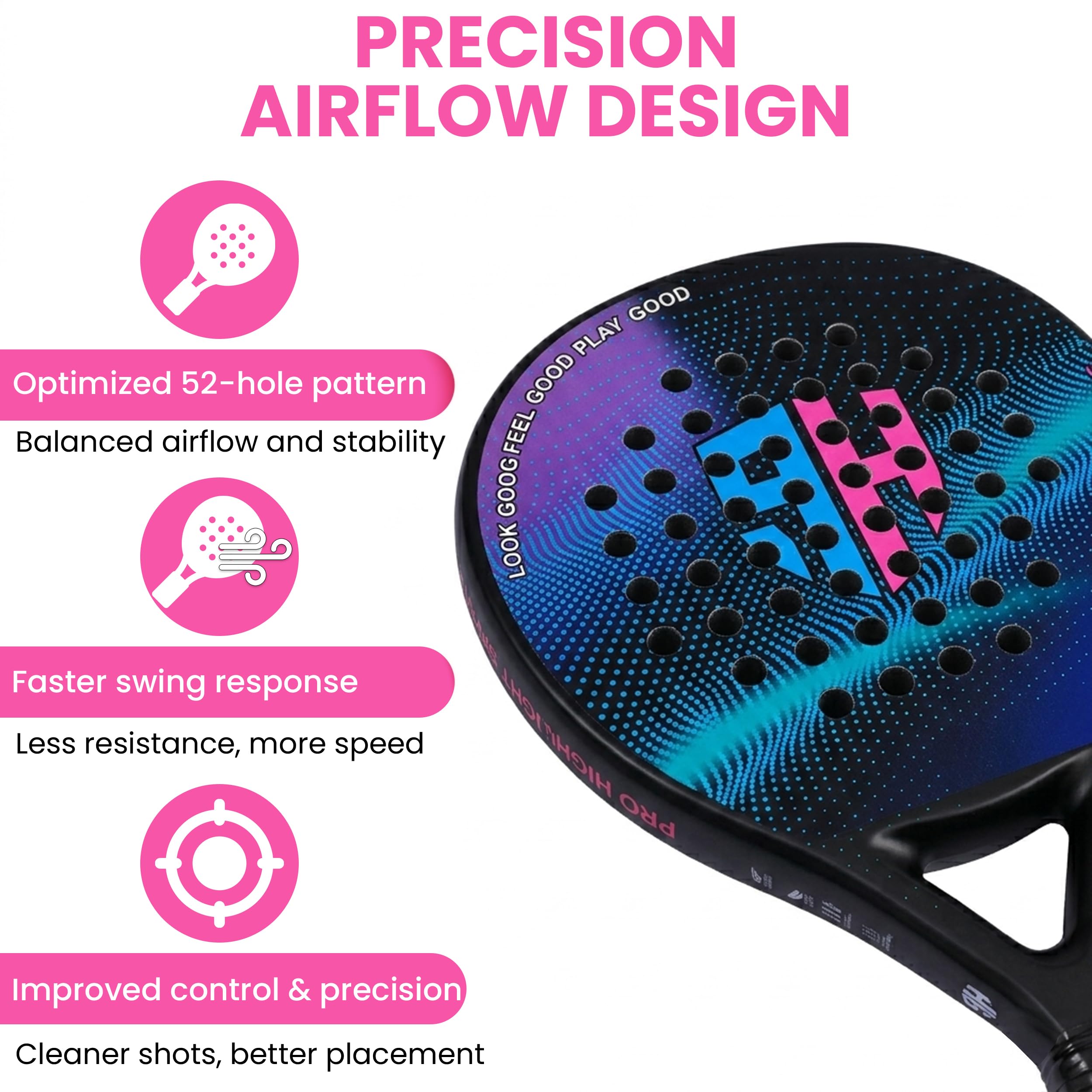 Racchetta da paddle in 100% fibra di carbonio, racchetta da paddle professionale per adulti, leggera e resistente, ultra morbida in schiuma EVA, perfetta per principianti e