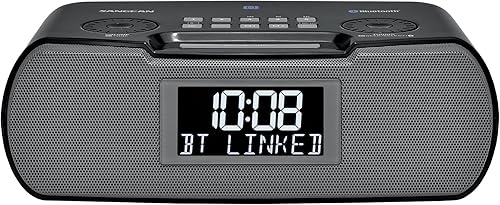 Sangean RCR-20 FM-RDS RBDS AM Bluetooth Aux-In USB Phone Charging Digital Tuning Clock Radio con batería de respaldo negro
