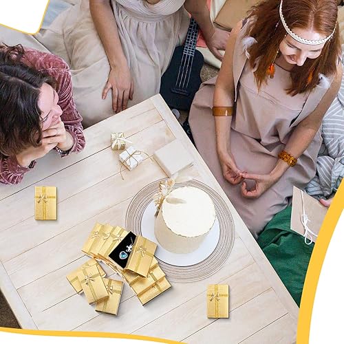 Miniatura 3 de Juego de 72 cajas de regalo de joyería, cajas de regalo pequeñas, cajas de cartón de papel, cajas de regalo vacías con tapas, lazo para anillos,