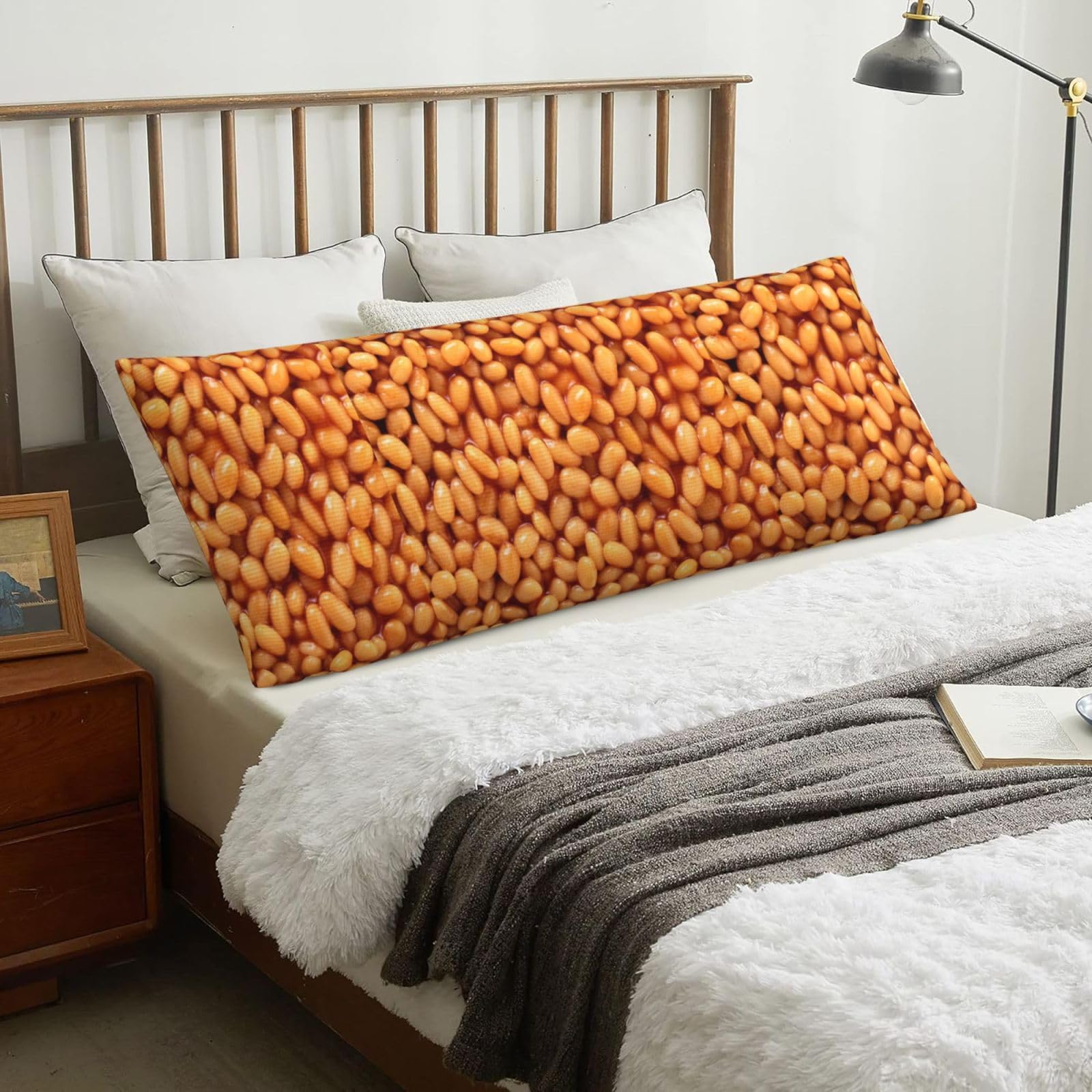 Baked Beans, Body Pillow Cover with Zipper,Long Body Pillowcase 20 x 60 in