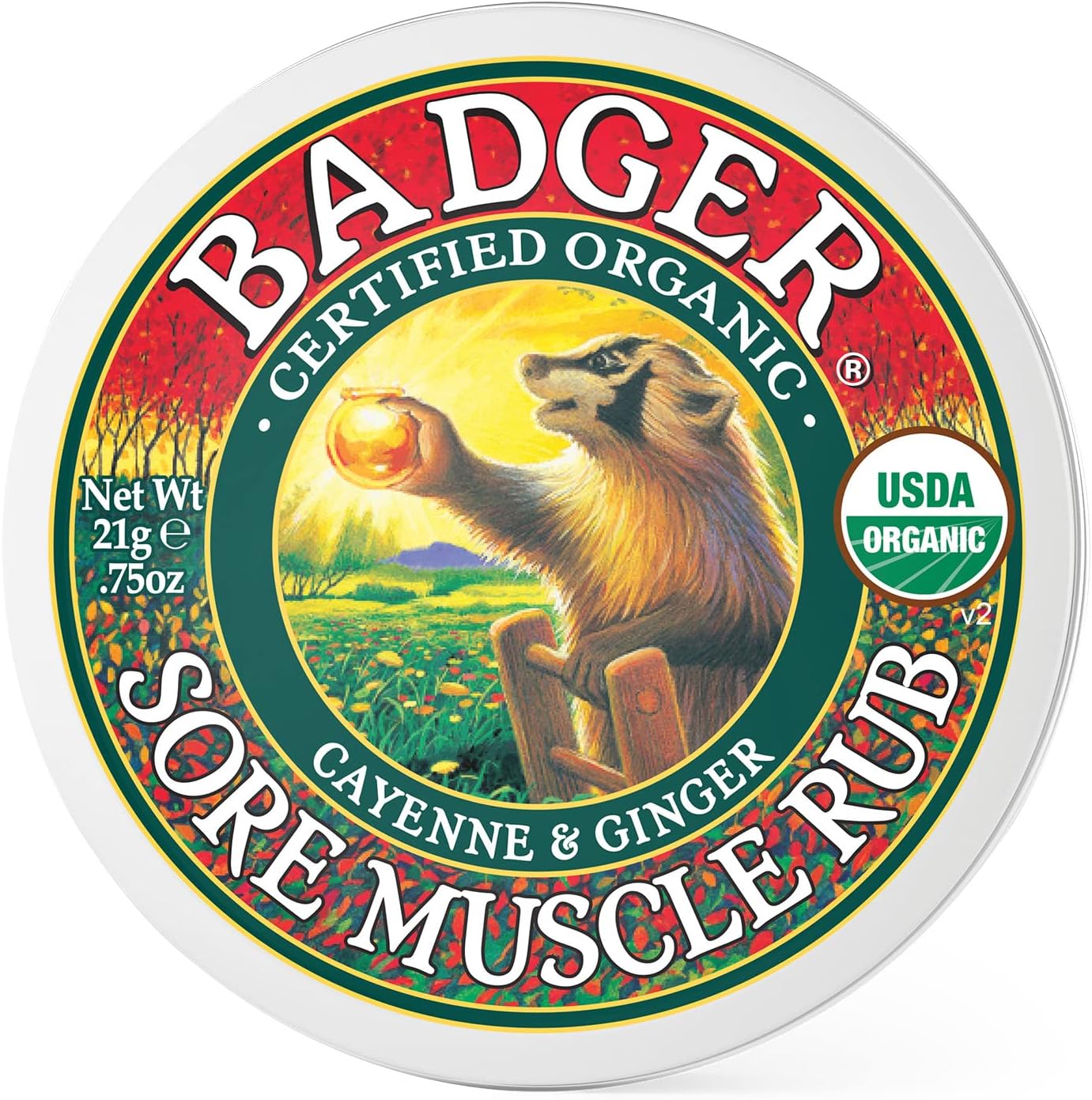 Badger - Sore Muscle Rub, Cayenne Pepper and Ginger, Organic Sore Muscle Rub, Warming Balm, Muscle Relief Balm, Warming Muscle Rub, Sore Muscle Balm, 0.75 oz