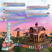 Vista 7 de Juego de juguetes de tren de dominó para niños, 180 juguetes automáticos de tren de dominó con luces y sonido, juguetes educativos creativos
