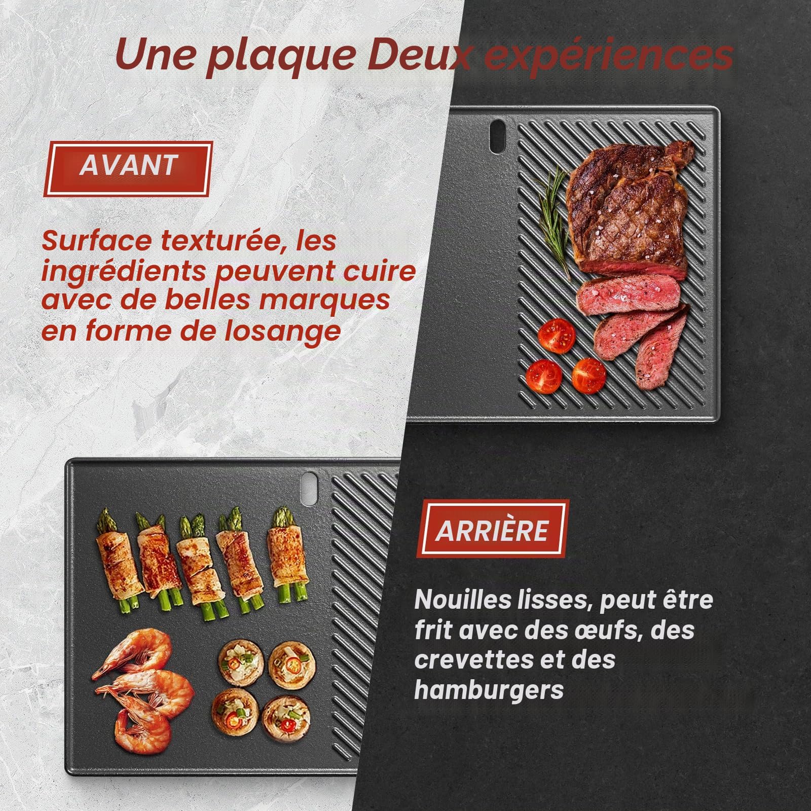 Plaque de cuisson en fonte 43,5 x 32 cm - Pièce de rechange pour barbecue à gaz Landmann Triton 3 et 4 brûleurs, Enders Broil King Baron/Monroe PRO 4, Enders Boston 6 - Poêle à gril pour Landmann