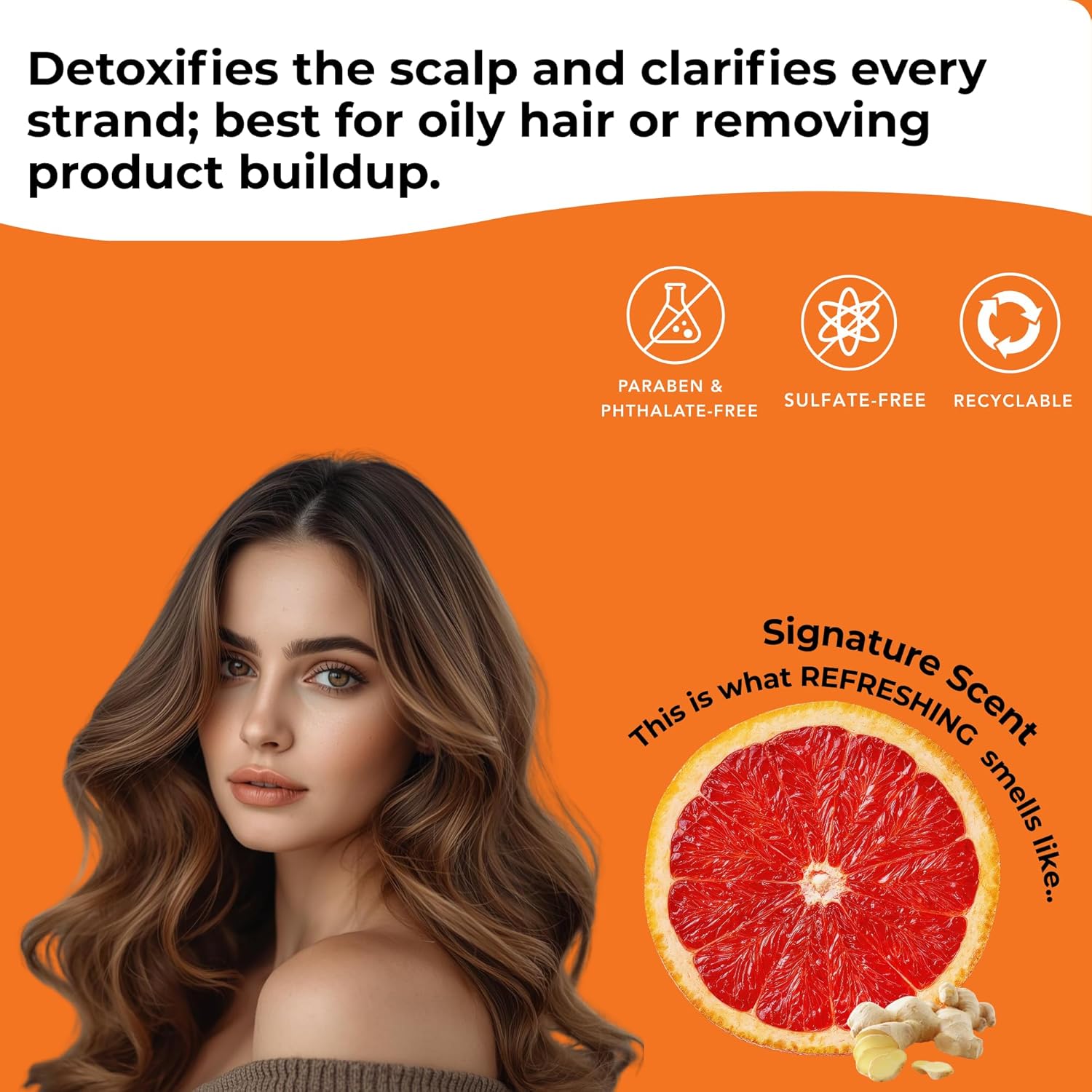 DANI Naturals Grapefruit Ginger Sulfate-Free Shampoo, Vegan, Clarifying, Detoxifies & Clarifies, 12 fl oz
