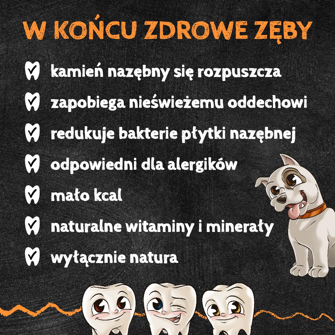 QCHEFS PUFFIES Przekąski dla psów przy nieprzyjemnym zapachu z ust, zapaleniu dziąseł jako środek do usuwania kamienia nazębnego dzięki naturalnej antybakteryjnej pielęgnacji zębów bez sprayu do zębów