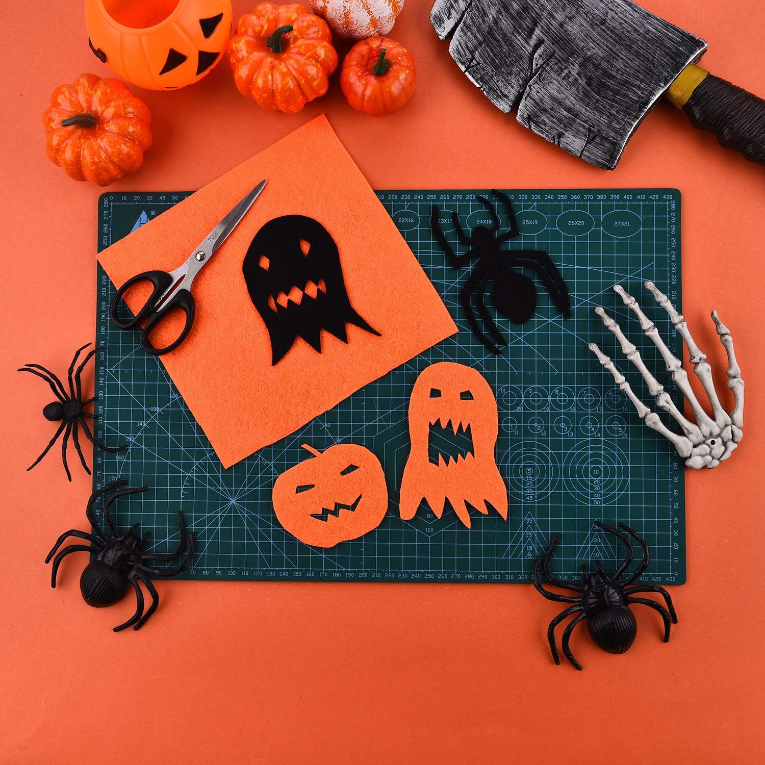 Tatuo 12 Pieces Halloween Felt Fabric Sheets Orange Black for DIY Craft