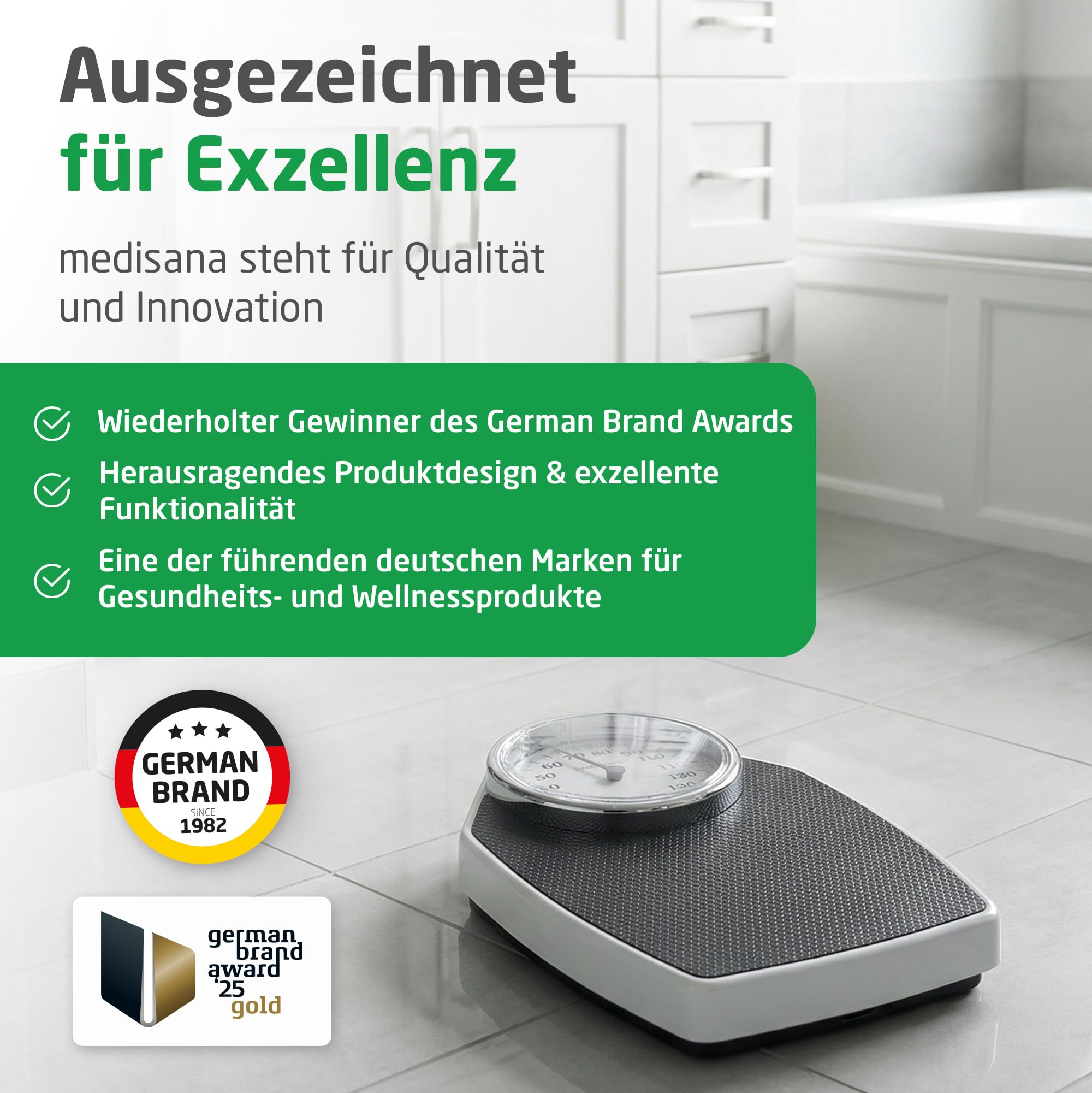 medisana PSD mechanische Personenwaage bis 150 kg, Körperwaage analog, Retrowaage im klassischem Design und großer Skala in frustfreier Verpackung und verstärkter Glasabdeckung