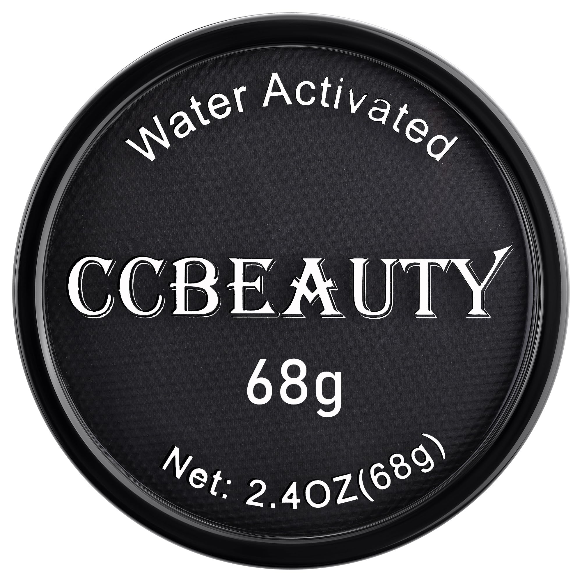 CCbeauty Clown Black Face Body Paint 68g - Water Activated Professional Face Painting, Non-Toxic Water Based Halloween Makeup Supplies, Easy On Off, Hypoallergenic on Sensitive Skin for Kids Adults