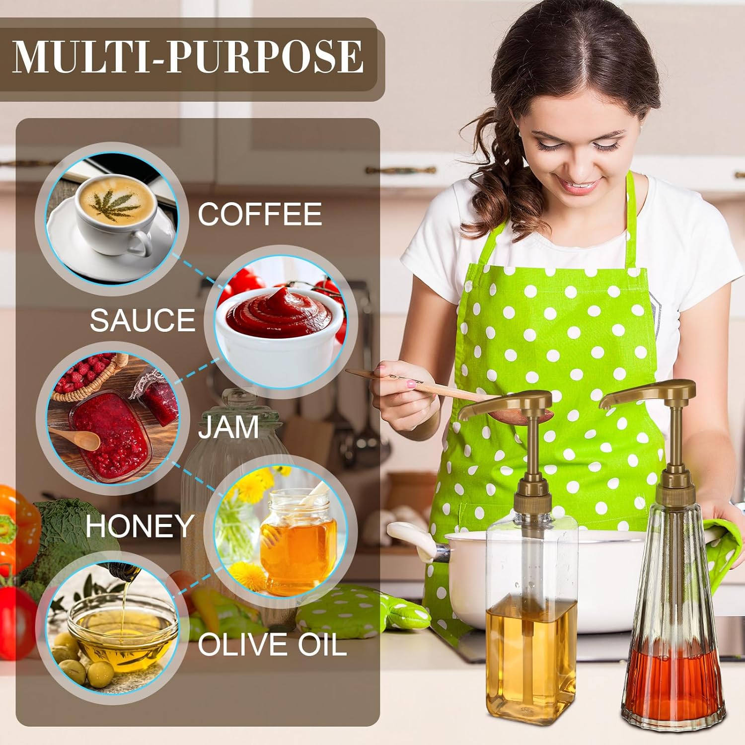 Geetery 50 Pcs Coffee Syrup Pumps Skinny Pumps for 25.4 Oz/750ml Coffee Syrup Bottles for Home Bar Soda Cherry Juice Cocktails(Gold)