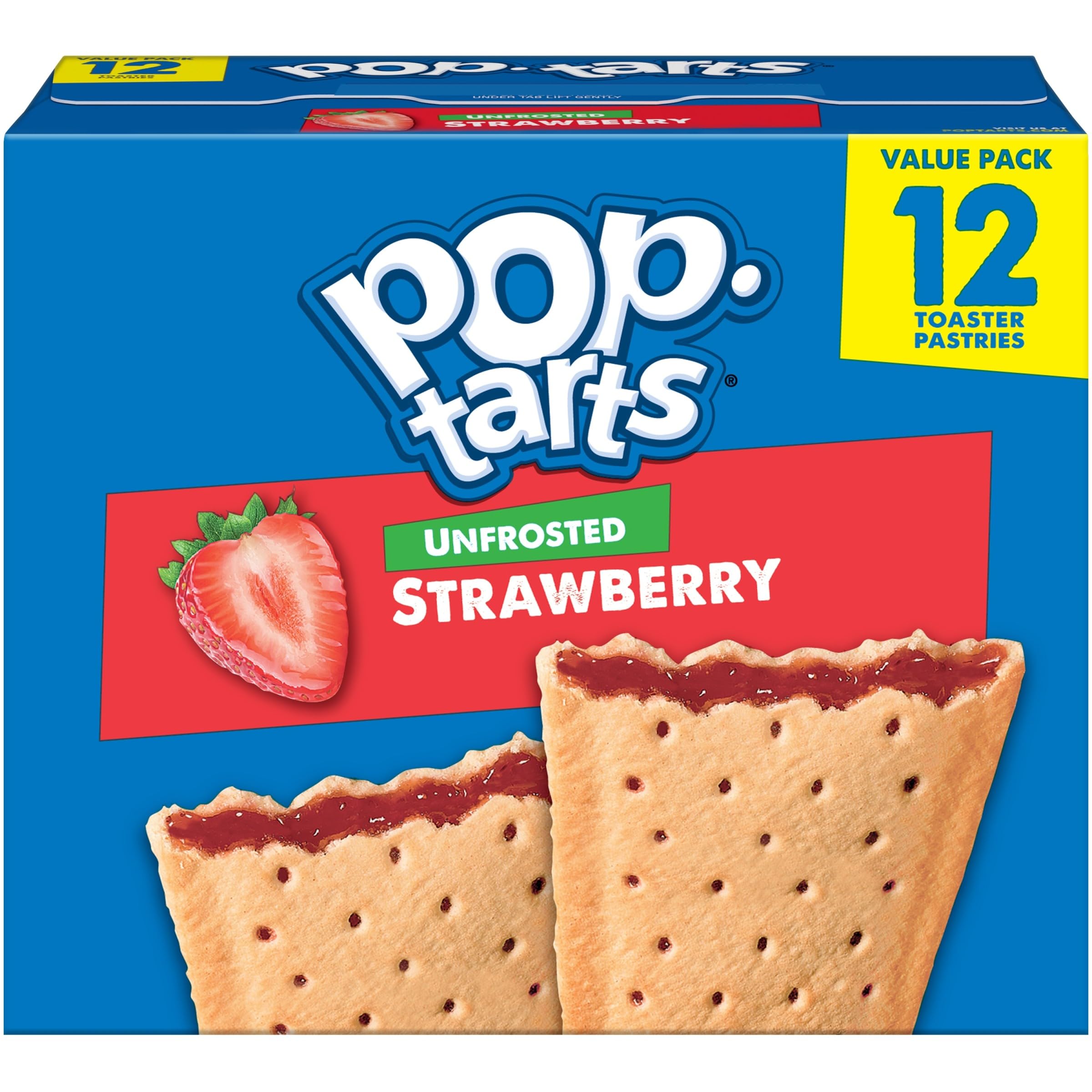 Breakfast Toaster Pastries, Unfrosted Strawberry Flavored, 22 oz (12 Count)