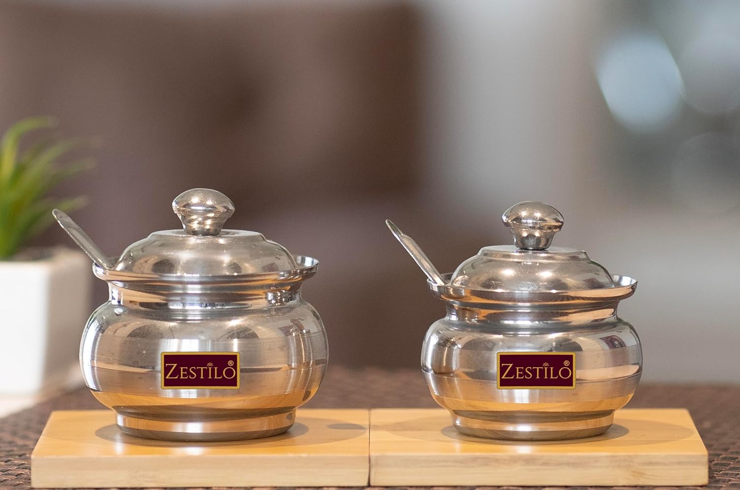 ZESTILO Stainless Steel Ghee Pot Ghee Dani Butter Container Silver