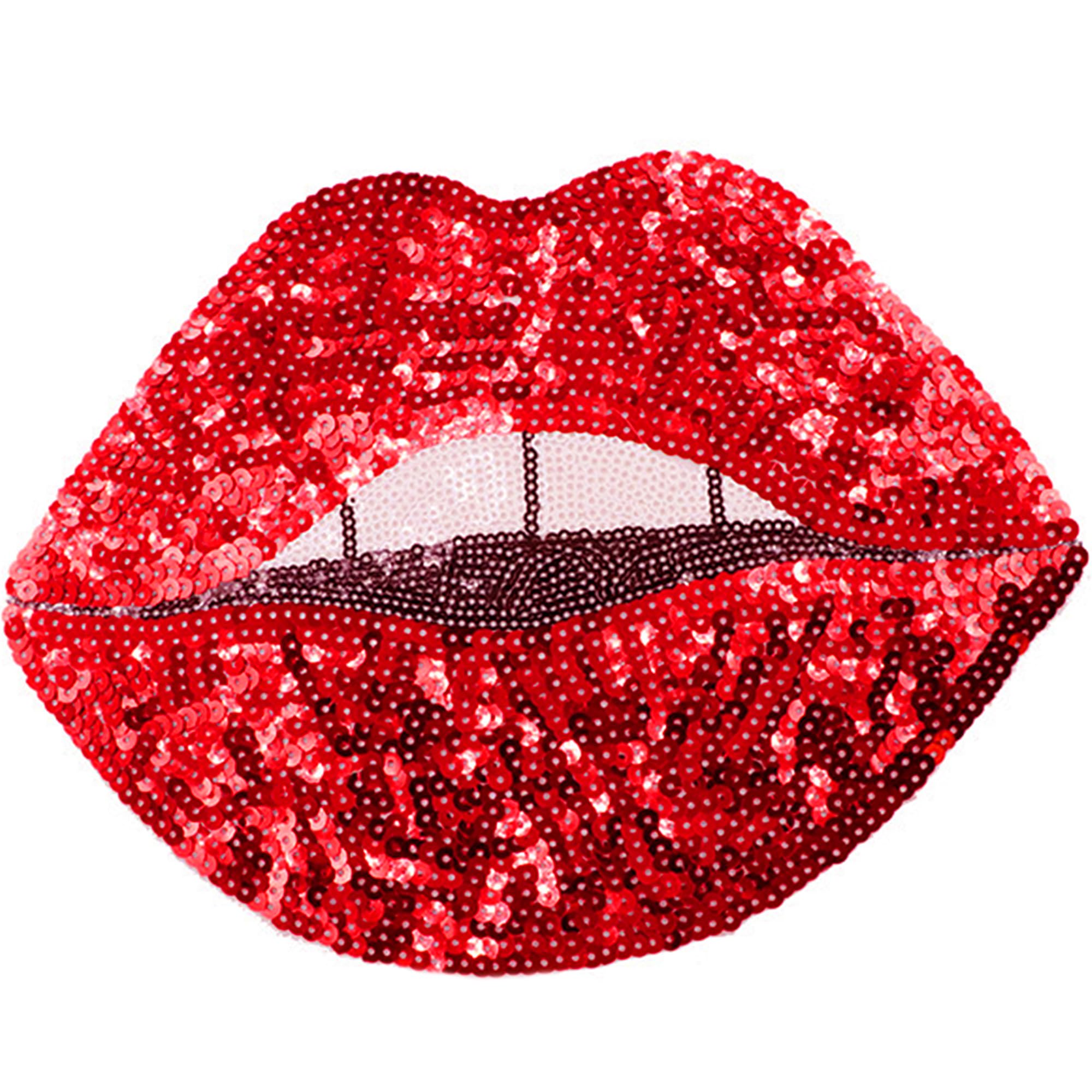 Parches de labios rojos para planchar, parches de labios grandes, parches de lentejuelas para chaquetas, parches de ropa