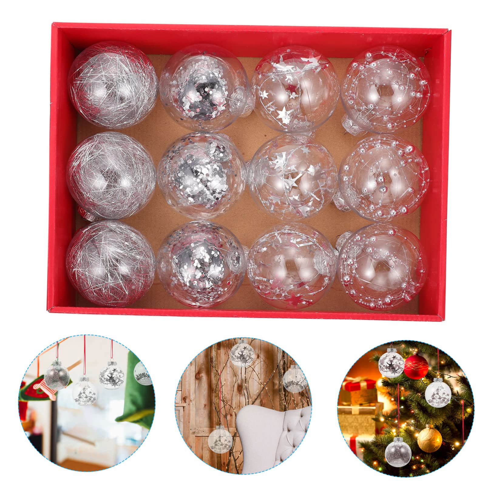Zerodeko 1 Caja Colgante Bola de Navidad Colgantes de árbol de Navidad con Purpurina Decoraciones de Ceremonia de Boda Cafeteria Colgantes navideños Decoraciones de Boda Ornamento Decorar