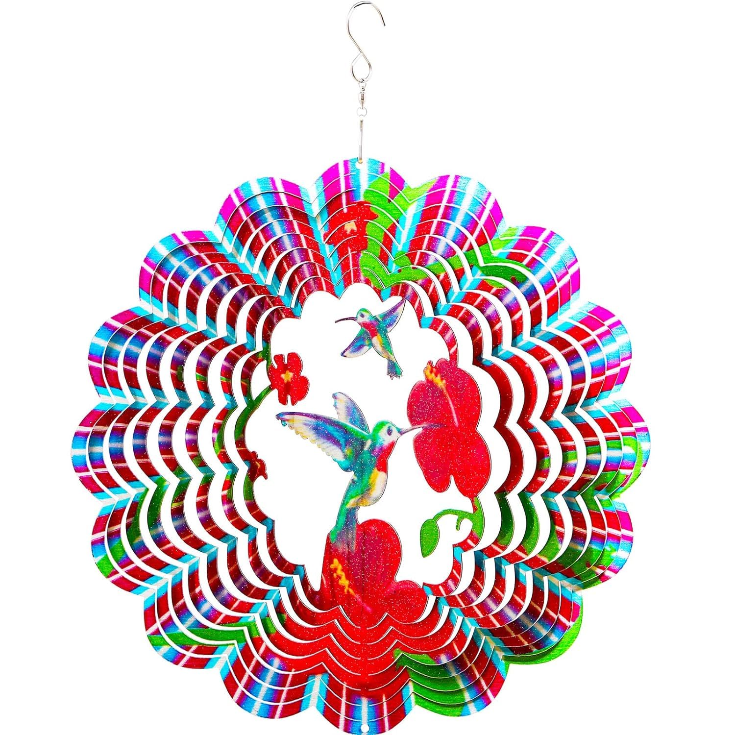 Kinetic Stainless Steel Wind Spinner| Hummingbird 3D Indoor Outdoor Garden Decoration Crafts Ornaments Gifts Metal Large 12inch Bird Hanging Spinner Indoor |Stainless Steel Wind Spinners-image-21