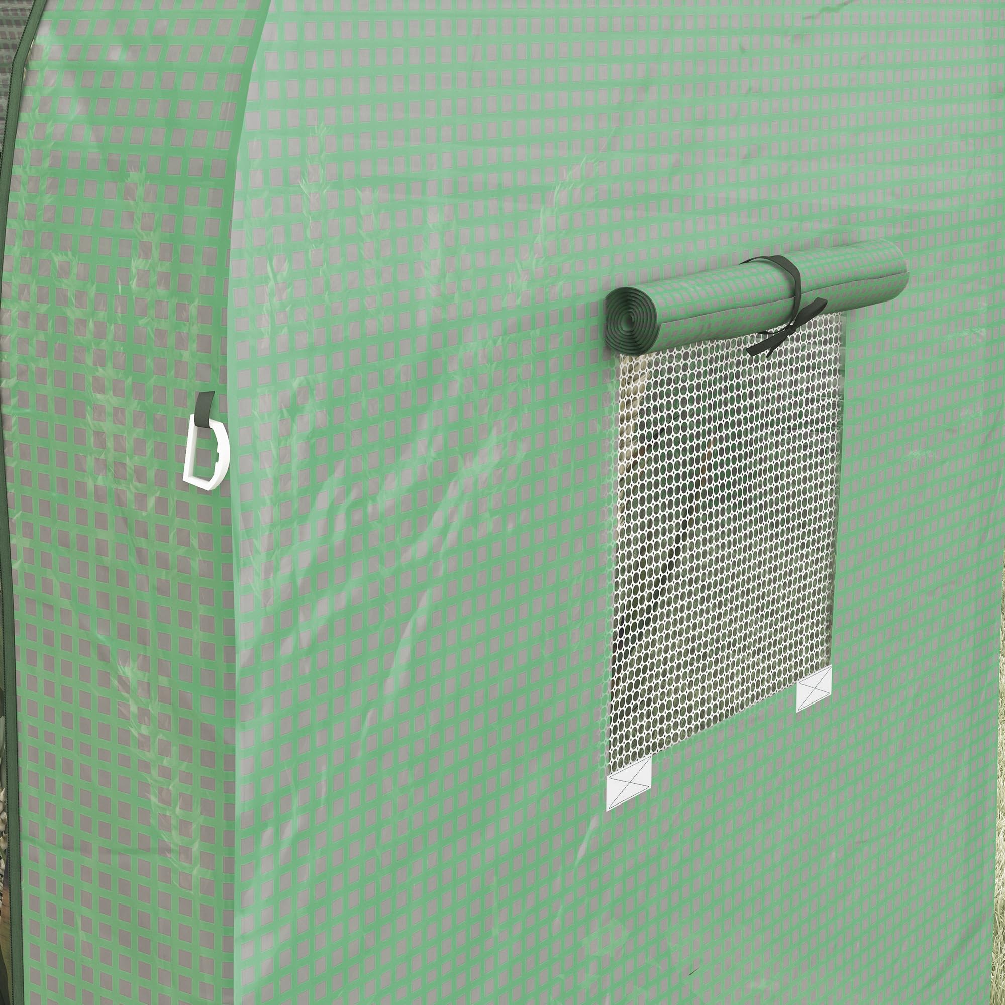 Outsunny Invernadero de Jardín Mini Invernadero con Anti-UV 4 Ventanas 2 Puertas Enrollables con Cremallera para Cultivo de Plantas Flores Tomates en Terraza Patio 185x94x150 cm Verde