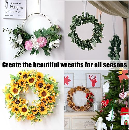 Miniatura 6 de SUNTQ Anillo de macramé para atrapasueños, manualidades de metal, redondos, chapados en latón (oro, paquete de 10) (8 pulgadas, dorado)