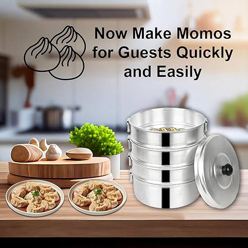 Tabakh 10" Aluminio momos vaporizador, Estándar, Plata