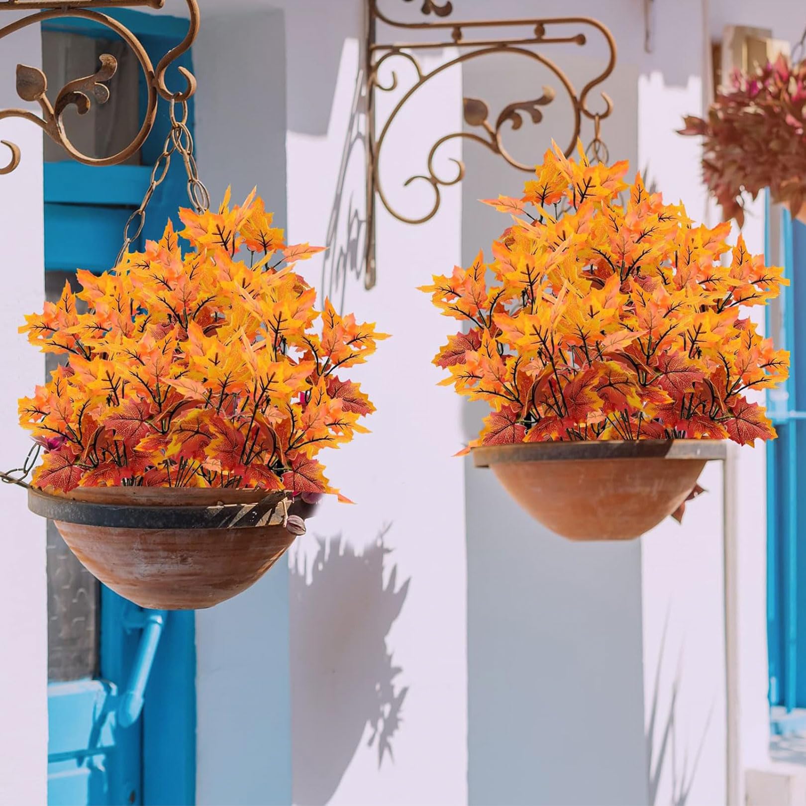 GTIDEA Fleurs Artificielles D'automne Dans Un Vase, Fausses Plantes En Pot Avec Feuille D'érable D'automne, Pomme De Pin, Baies En Soie Synthétique Pour Halloween, Thanksgiving, Décoration De Table