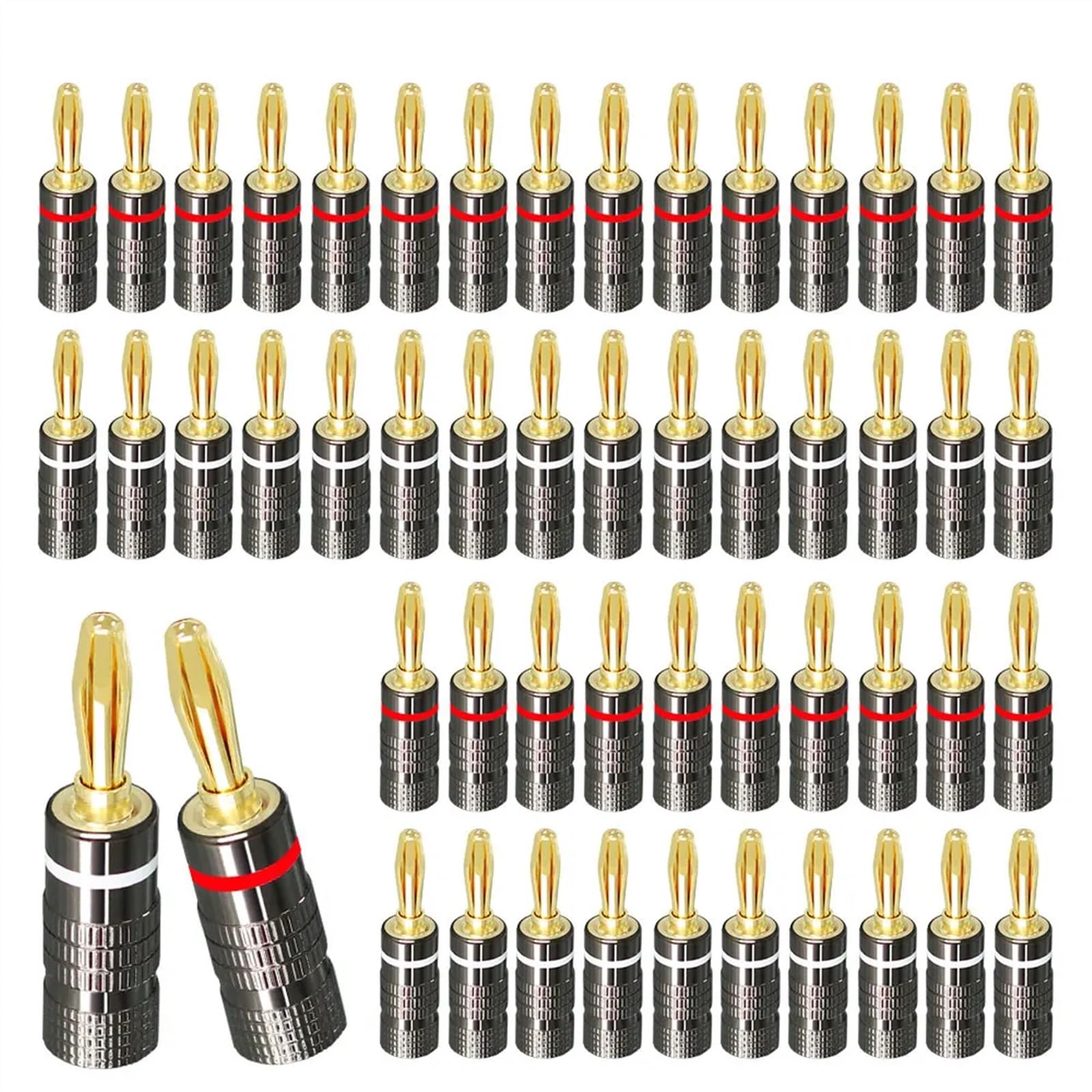 2/4 szt. wtyk bananowy 24 K miedź pozłacana 4 mm głośnik wtyczka bananowa wzmacniacz wtyczka pasuje do 4 mm binding Post(4 sztuki, elastyczny pin)