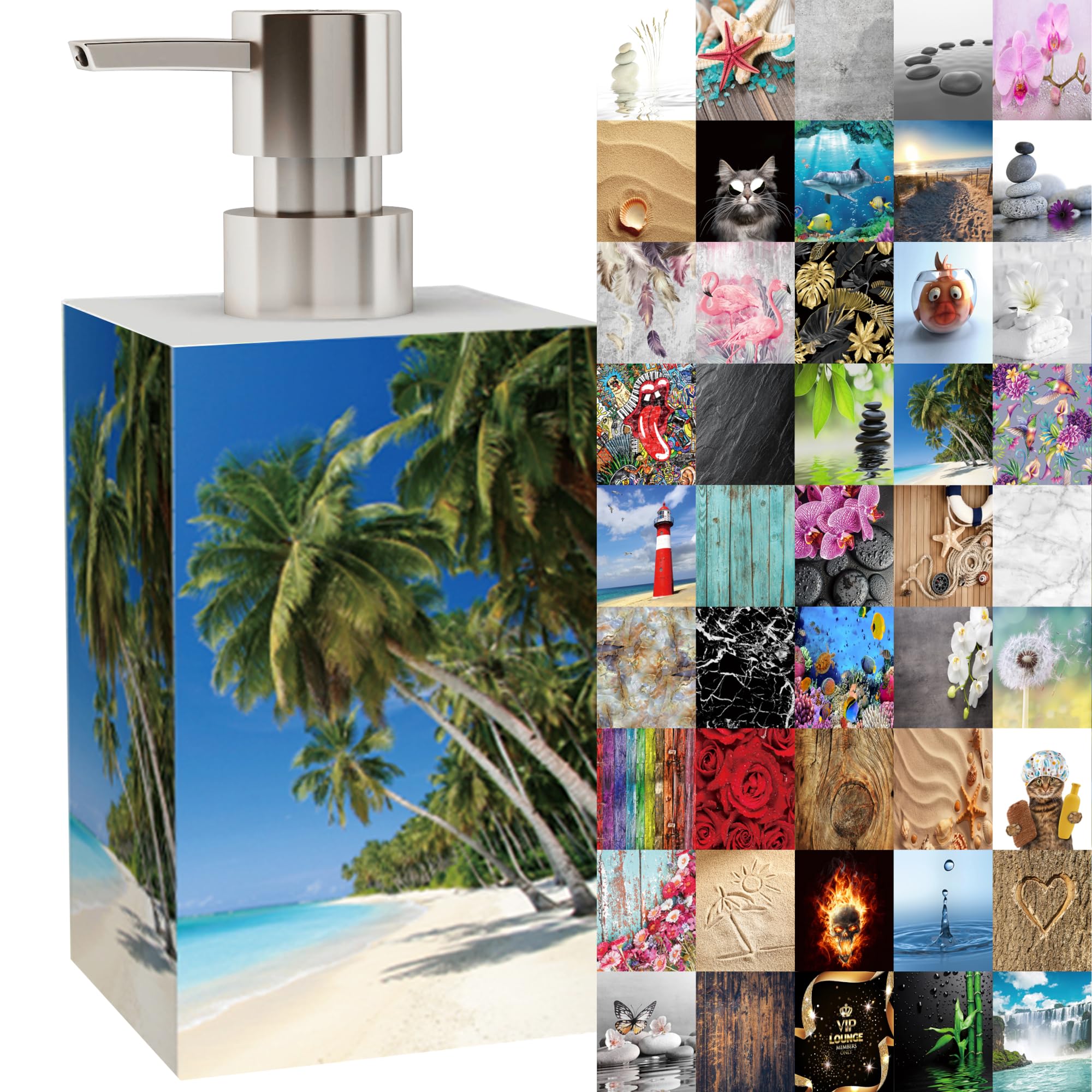 Premium Soap Dispenser | Wide choice of beautiful lotion dispenser | Easy to refill | Nice eyecatcher (Caribbean)
