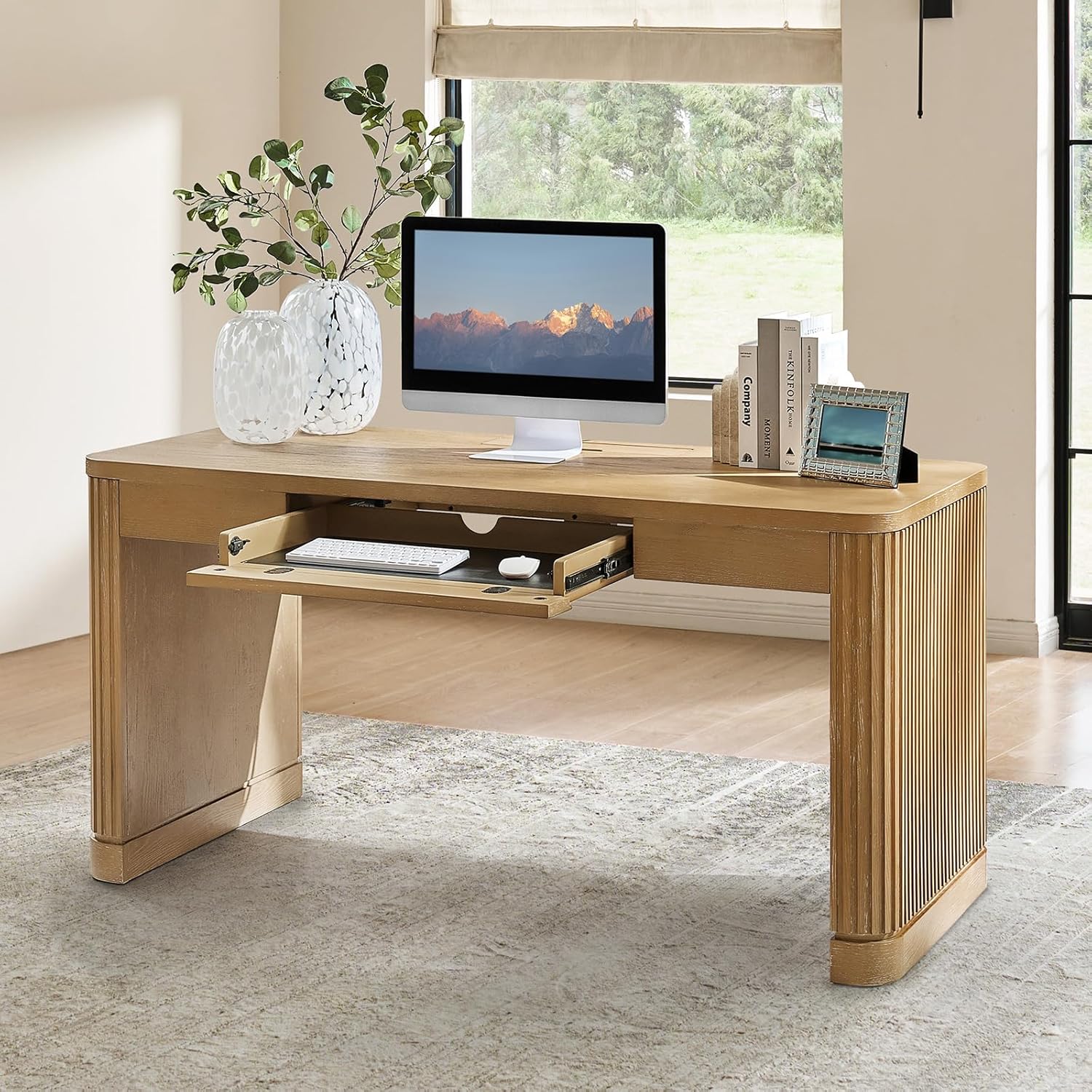 Amazon.com: HULALA HOME Computer Desk with Power Outlets, 60 inche ...