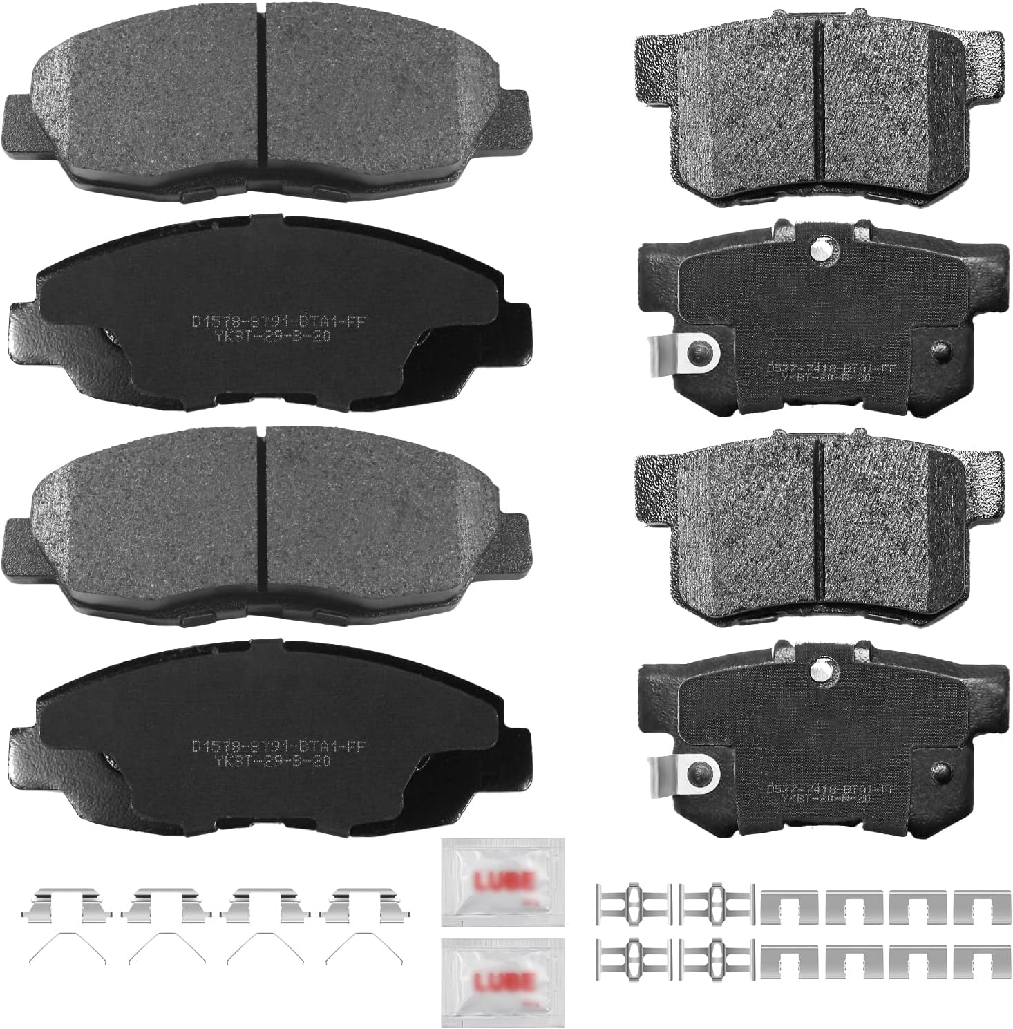 ACB ZONE Front and Rear Disc Brake Pads Set Ceramic w