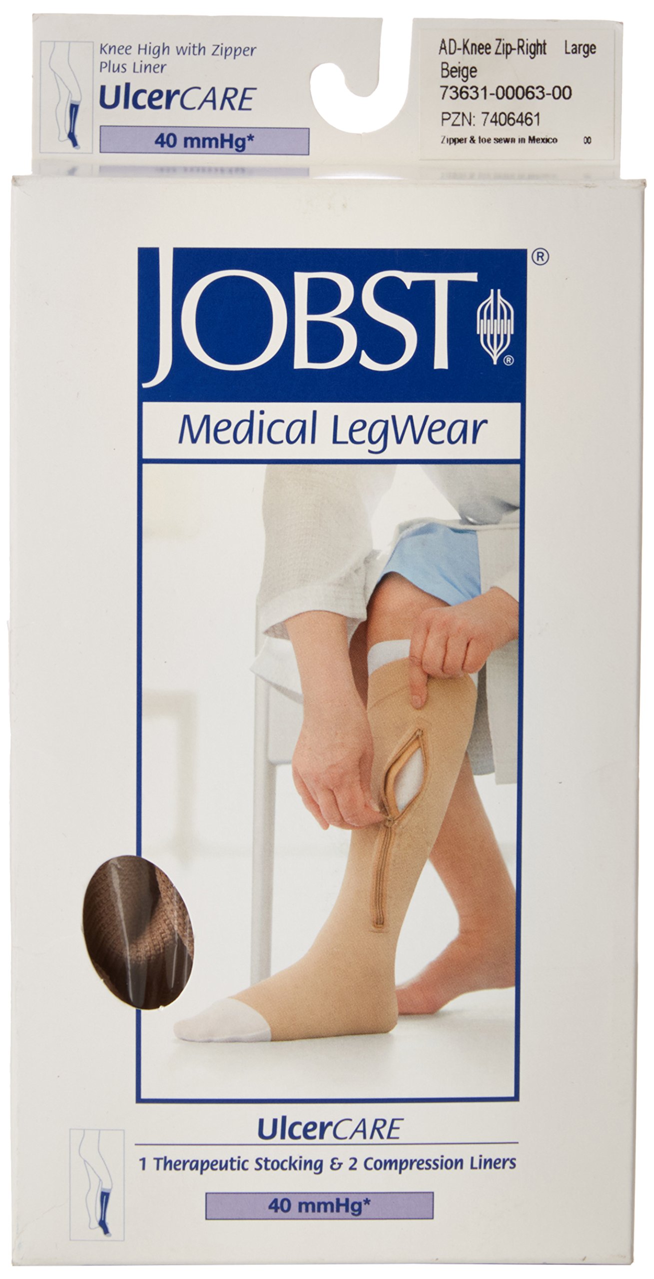 Jobs ULCERCARE - Media terapéutica con cremallera en la parte derecha, talla grande, color beig