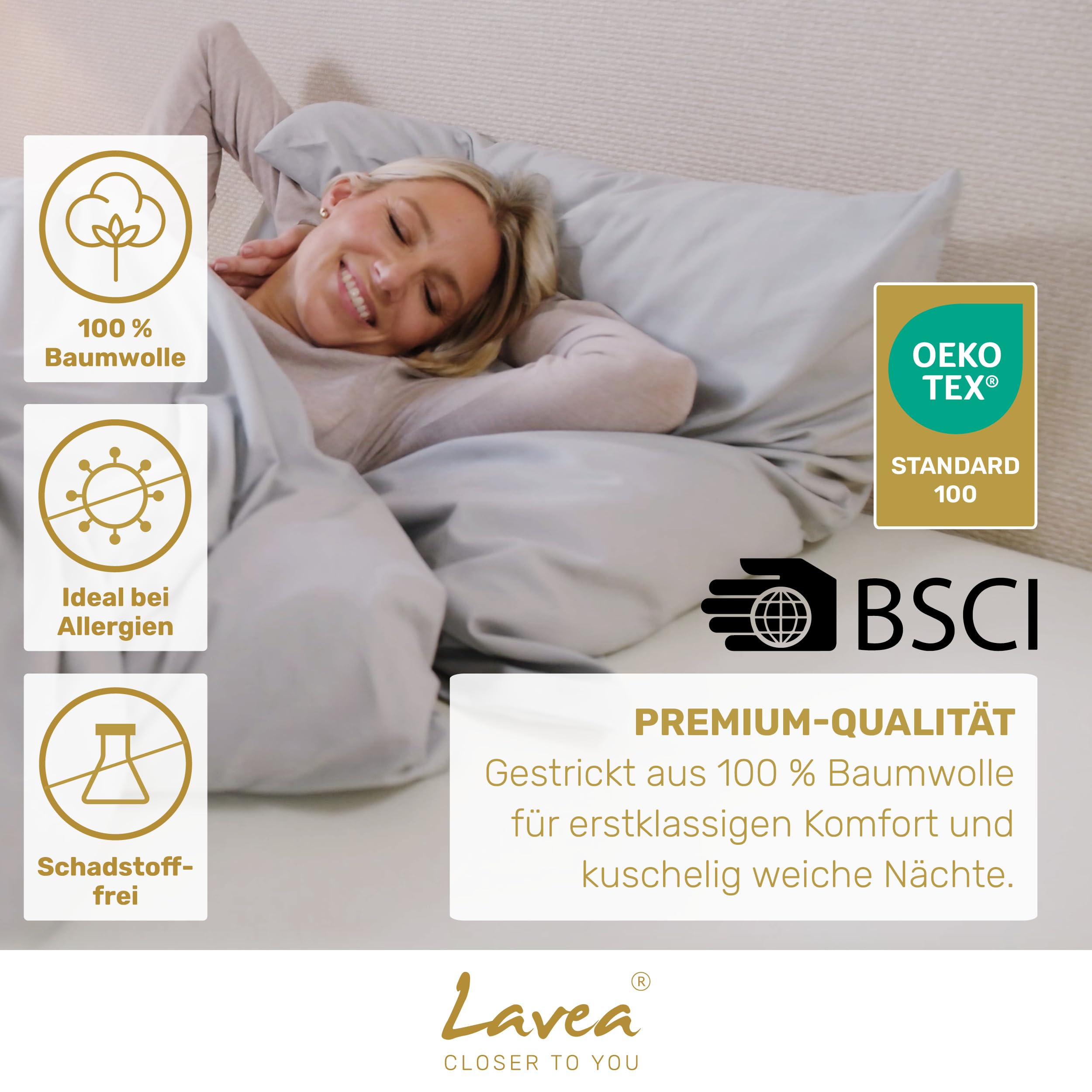Lavea® 2er Pack Spannbettlaken 200x220cm – Creme Naturweiß | 100% Baumwolle – Für Boxspringbetten und Wasserbetten – Für Matratzen bis ca. 35 cm Höhe – Formstabil