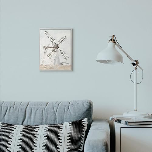 Miniatura 2 de Stupell Industries Pintura de paisaje de granja de molino de viento neutro, color marrón y azul, diseño de Ethan Harper, arte de pared, 11 x 14
