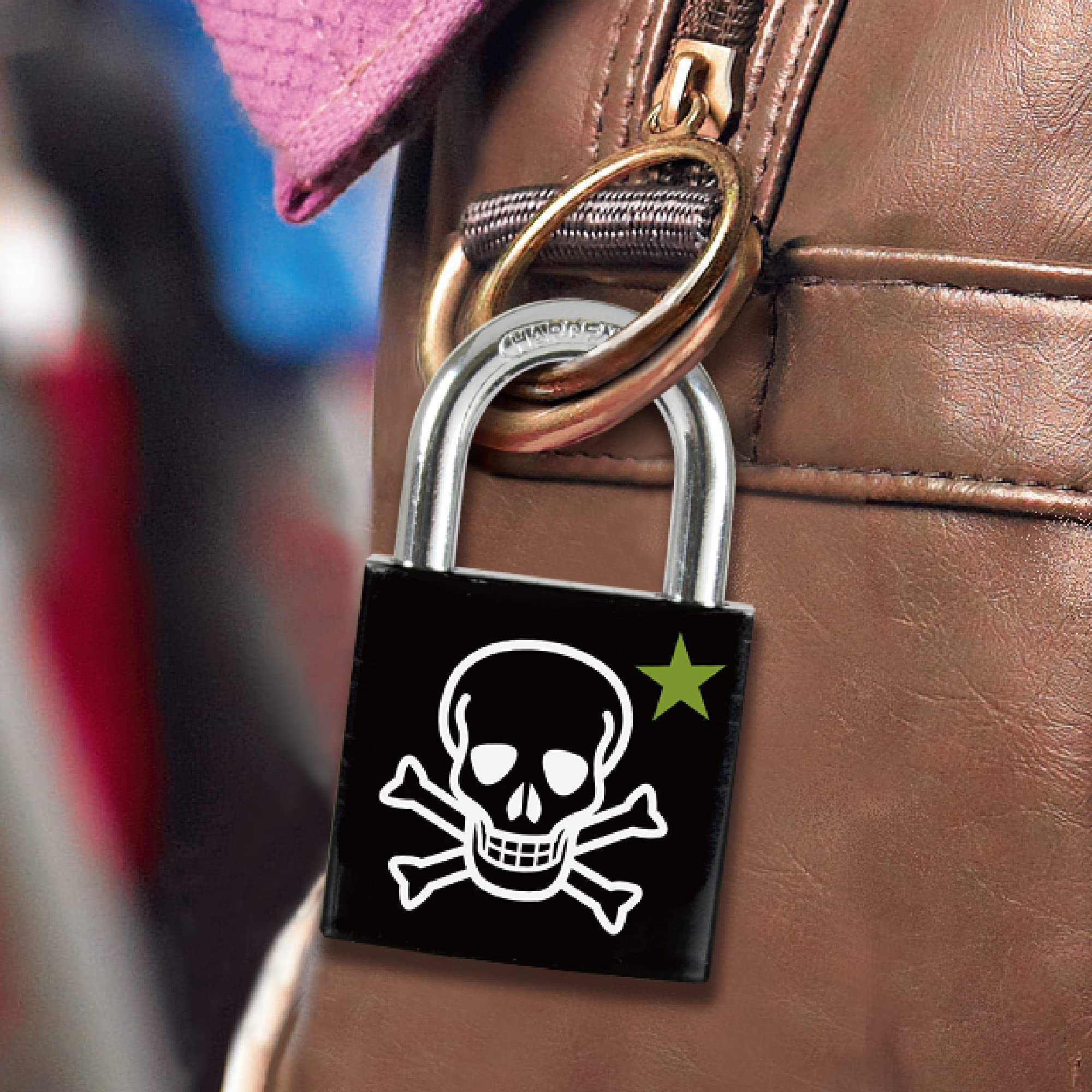 Master Lock 3430EURDSKULL Anahtar Asma Kilit, Kafatası Motifli, 5,3 x 3 x 1,5 cm, Siyah, Beyaz ve Yeşil