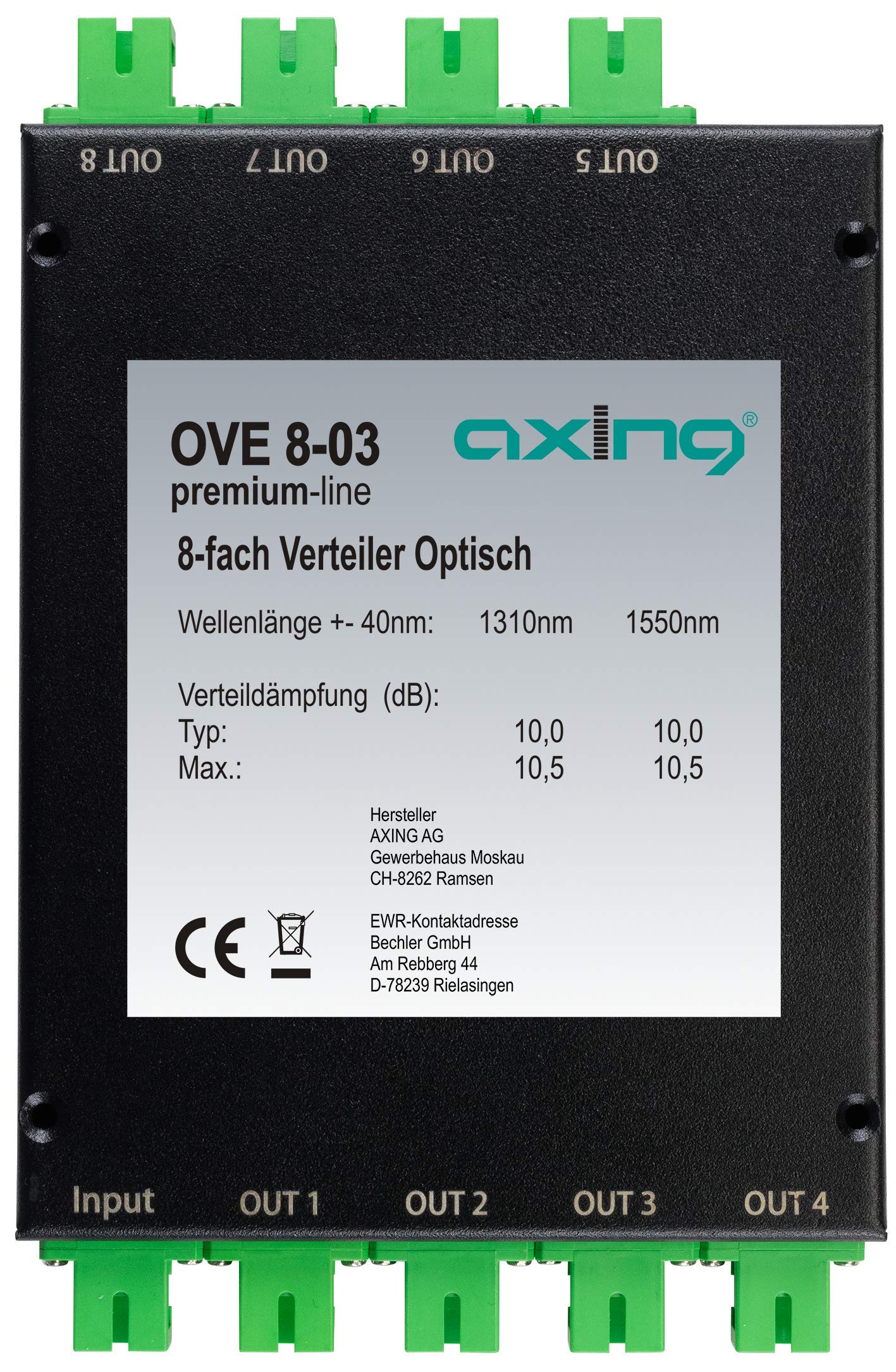 Axing OVE 8-03 - Splitter ottico a 8 vie in fibra ottica SC/APC