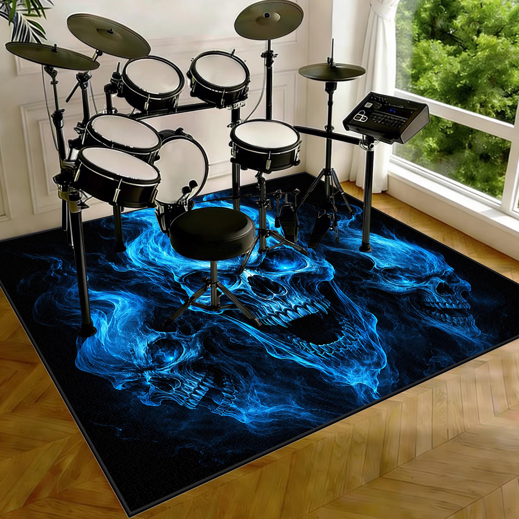 Tapis Batterie Insonorisé Tapis de Tambour Moquette Antidérapante Tapis pour Batterie Acoustique Grosse Caisse Claire Batterie électronique Kits Instruments de Musique Tapis de Sol 150 x 120 cm