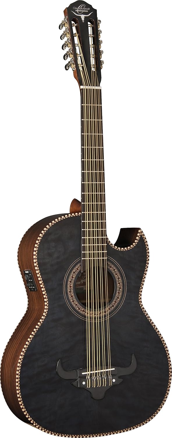 Oscar Schmidt 10 String OH32SE Acoustic-Electric Bajo Quinto with Deluxe Gig Bag-Quilt Natural, Right, (OH32SEQN-O)