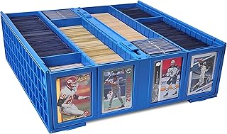 BCW Collectible Card Bin - Holds 3200 Cards - Large Card Storage Box for Loose Trading Cards, Pokemon, MTG, and Sports Card Storage Boxes, Includes 4 Card Bin Partitions, Sorting Card Box (Blue)