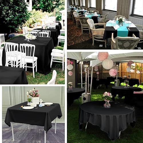 Miniatura 7 de Paquete de 6 manteles cuadrados negros de 52 x 52 pulgadas, manteles de poliéster para mesa cuadrada, resistentes a las manchas y a las arrugas,