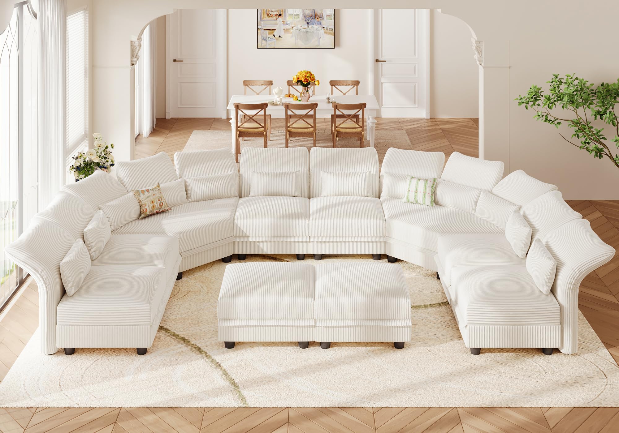 LLappuil Large Curved Sectional Sofa with Storage