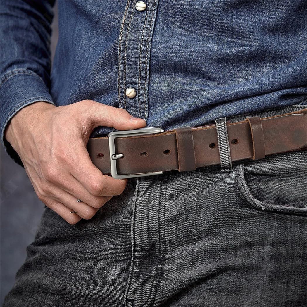 Cinturones de vestir de cuero genuino para hombre, hechos a mano, clásico, para todos los días