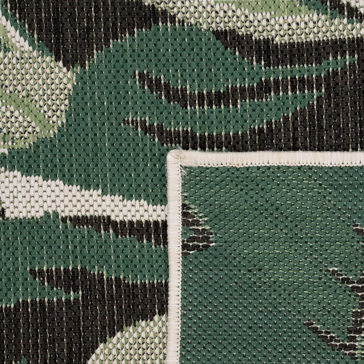 Paco Home Alfombra Salon De Habitacion Cocina Exterior Terraza Jardin Hojas De Palmera Jungla Floral Motivo Boho Chic Verde, tamaño:Ø 160 cm Redon, Color:Verde 10